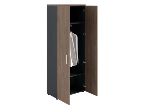 Офисный шкаф NW 2080L гардеробный закрытый темный орех/антрацит